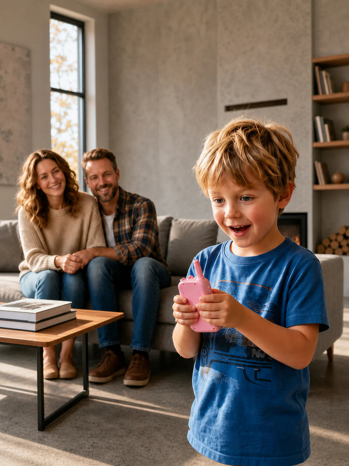 Child using video walkie talkie at home