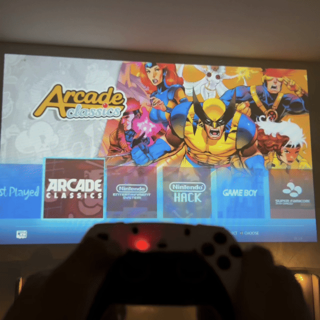 PlayRetro retro game menu projected on a large screen