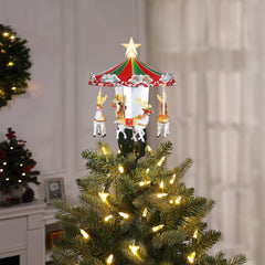 11 in. Animated Carousel Tree Topper