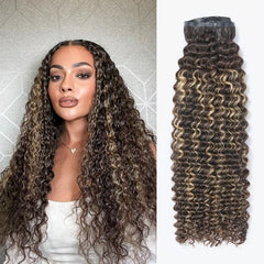 Highlights Silky Straight / Kinky Curly / Deep Wave Clip in Extensions Human Hair 135g 9pcs / 7pcs with Free Gift