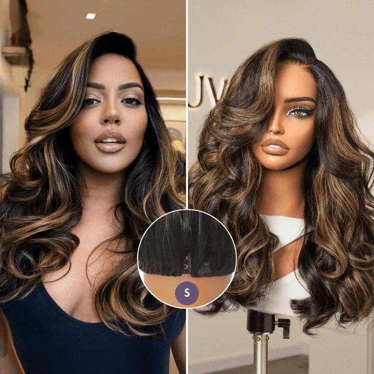 All-Day Comfort™ Wig 200% Density Brown Highlight Loose Body Wave Glueless Minimalist HD Lace Wig Pre-Cut Lace