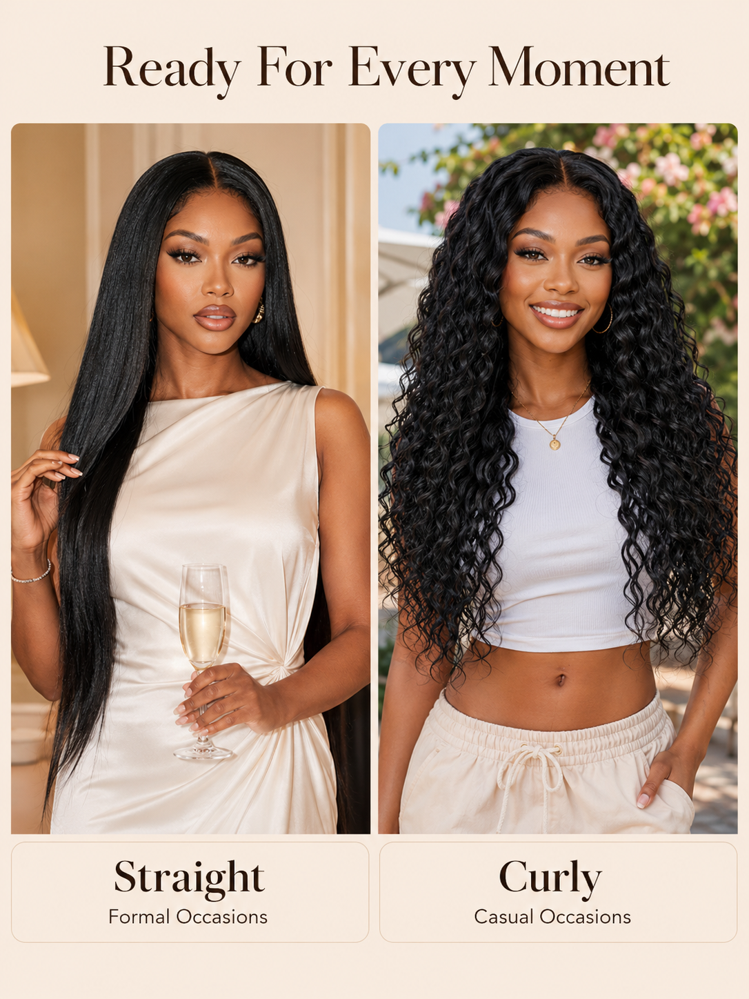 13x4 Pre-Cut Lace Beach-Ready 2-In-1 Straight To Water Wave Glueless 100% Human Hair Wig