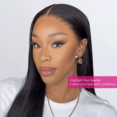 Natural Black Straight Hair 13x6 HD Transparent Lace Frontal Wig Pre Plucked With Baby Hair For Women