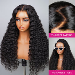Full 13x6 Wear Go Deep Wave Glueless Wig HD Lace Front Wig Invisi Draw-string