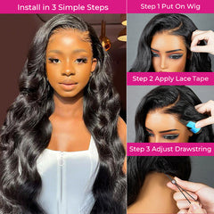 Full 13x6 Wear Go Body Wave Glueless Wig HD Lace Front Wig Invisi Draw-strings