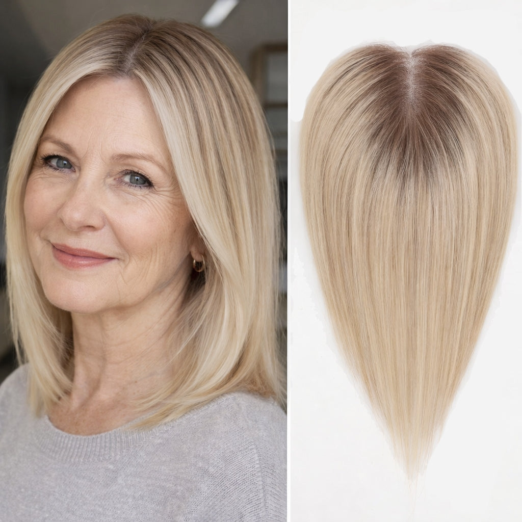 Straight Hair Topper for Crown Thinning – Natural Coverage at the Crown