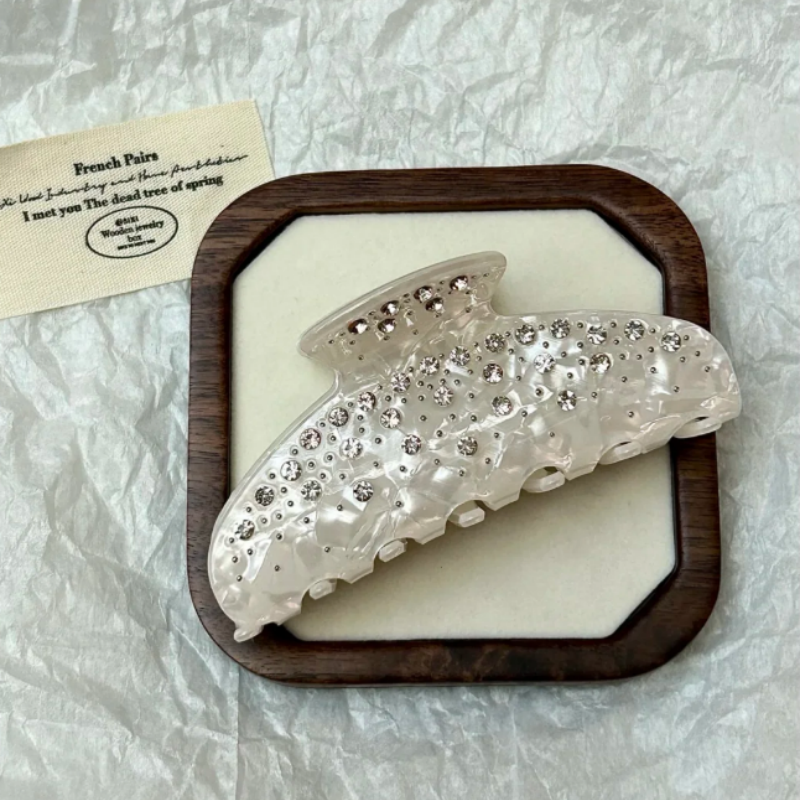 Pearlescent Rhinestone Hair Claw