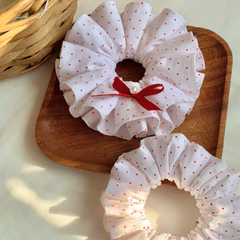 Red Gingham Lace Bow Scrunchie