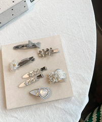 Silver Rhinestone & Pearl Hair Clip Assortment