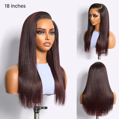 All-Day Comfort Wig 180% Density Rich Dark Plum Bone Straight with Baby Hair PartingMax Glueless 7x6 Closure HD Lace Wig Pre-Cut Lace