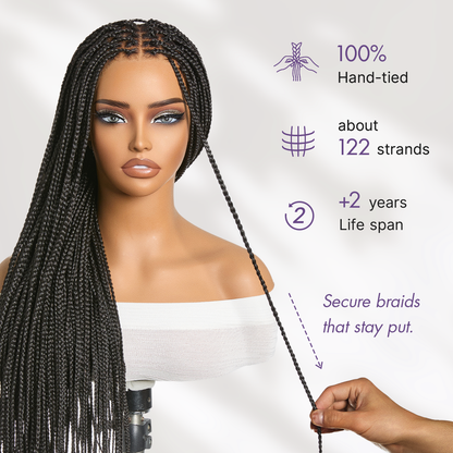 💖Real Scalp Knotless Braided Wig – Lightweight Fit