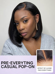 PreMax Wigs | Super Natural Hairline Silky Blunt Cut Bob Glueless 13x4 Frontal Lace Human Hair Short Wig Pre-Cut Lace