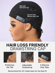 Throw On & Go Short Pixie Cut with Bangs Wig Ultra Comfort Skin-Like Soft Care Glueless Wig Hair Loss Friendly