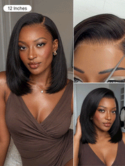 All-Day Comfort™ Wig 180% Density Butterfly Cut Layered Light Yaki Straight Glueless 7x6 Closure HD Lace Human Hair Wig Pre-Cut Lace