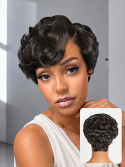 Beginner Friendly Lightweight Roll Curl Glueless Minimalist HD Lace Short Pixie Cut Wig Pre Cut Lace