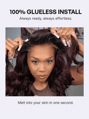 All-Day Comfort Wig 180% Density Rich Dark Plum Loose Body Wave PartingMax Glueless 7x6 Closure HD Lace Wig Pre-Cut Lace