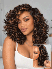 Effortless Elegance Copper Highlight Bouncy Curl Wig Minimalist HD Lace Glueless Wig Pre-Cut Lace