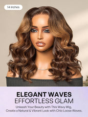 Hair 180% Density Elegant Chocolate Brown Loose Wave Minimalist HD Lace Glueless Wig Pre-Cut Lace - US Only