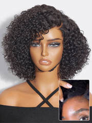 Trendy Short Cut Curly Minimalist HD Lace Glueless Side Part Wig 100% Human Hair Pre-Cut Lace