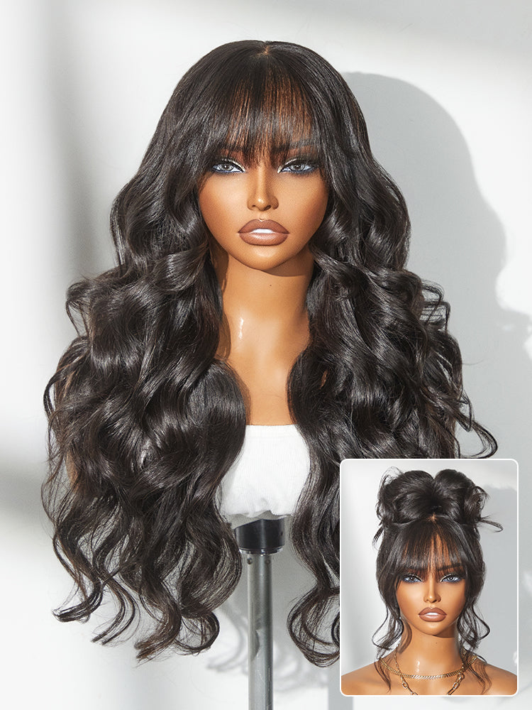 All-Day Comfort™ Wig 180% Density Loose Body Wave Glueless 7x6 Closure HD Lace Human Hair Wig with Bangs Pre-Cut Lace