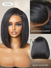 All-Day Comfort™ Wig Blunt Cut Bob Glueless Minimalist HD Lace Short Human Hair Wig Pre-Cut Lace