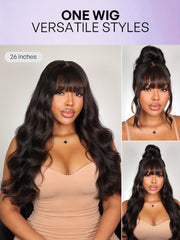 All-Day Comfort™ Wig 180% Density Loose Body Wave Glueless 7x6 Closure HD Lace Human Hair Wig with Bangs Pre-Cut Lace