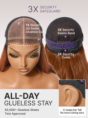All-Day Comfort Wig 200% Density Ombre Ginger Brown Loose Wave PartingMax Glueless 7×6 Closure HD Lace Wig Pre-Cut Lace