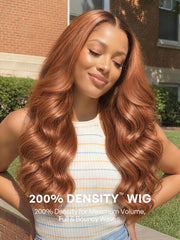 All-Day Comfort Wig 200% Density Ombre Ginger Brown Loose Wave PartingMax Glueless 7×6 Closure HD Lace Wig Pre-Cut Lace