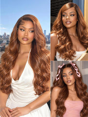 All-Day Comfort Wig 200% Density Ombre Ginger Brown Loose Wave PartingMax Glueless 7×6 Closure HD Lace Wig Pre-Cut Lace