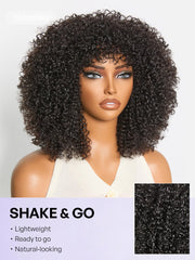 Throw On & Go 200% Density Natural Black Afro Curly No Lace Glueless Short Wig