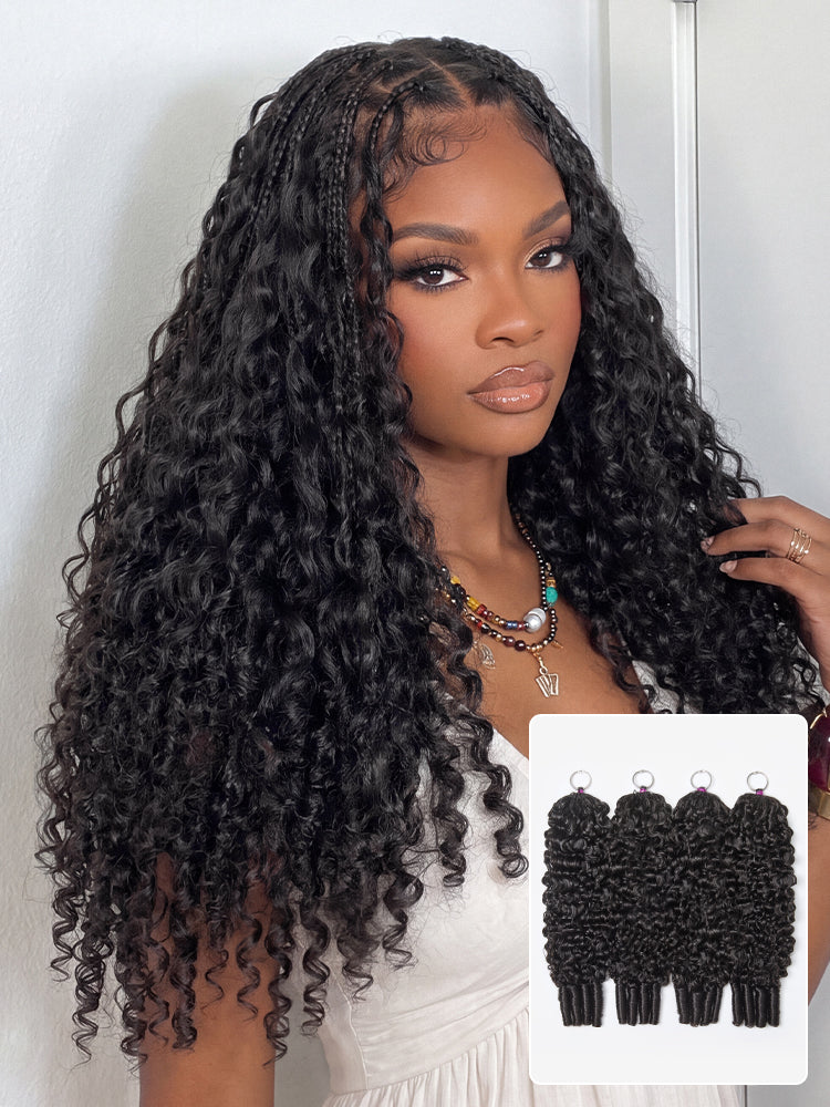 Miracle Knots Crochet Hair Burmese Curly | Wet and Wavy Water Wave | Kinky Straight for Boho Braids | Crochet Weaves | Fulani Braids | Twists Pre-Separated Lightweight Full & Soft Pre-Looped Human Hair Extensions Protective Style