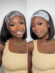 Throw On & Go | Affordable Headband Bob Wig 100% Human Hair (Get 2 Free Trendy Headbands)