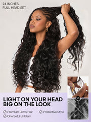Miracle Knots Crochet Hair Body Wave for Boho Braids | Crochet Weaves | Fulani Braids | Twists Pre-Separated Lightweight Full & Soft Pre-Looped Human Hair Extensions Protective Style
