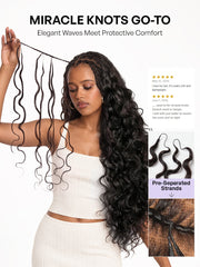 Miracle Knots Crochet Hair Body Wave for Boho Braids | Crochet Weaves | Fulani Braids | Twists Pre-Separated Lightweight Full & Soft Pre-Looped Human Hair Extensions Protective Style