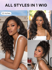 Fluffy & Full 200% Density Kinky Body Wave Flexi-Fit Drawstring Glueless Half Wig