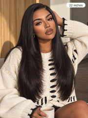 All-Day Comfort™ Wig 180% Density Butterfly Cut Layered Light Yaki Straight Glueless 7x6 Closure HD Lace Human Hair Wig Pre-Cut Lace