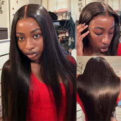 Full 13x6 ISEE Wear Go Silky Straight Glueless Wig Invisi Draw-strings HD Lace Front Wig