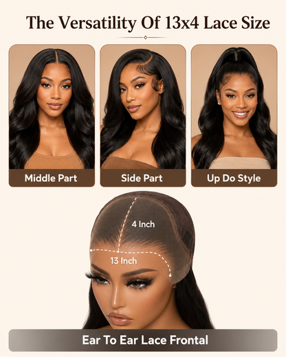 13x4 Pre-Cut Lace Beach-Ready 2-In-1 Straight To Water Wave Glueless 100% Human Hair Wig