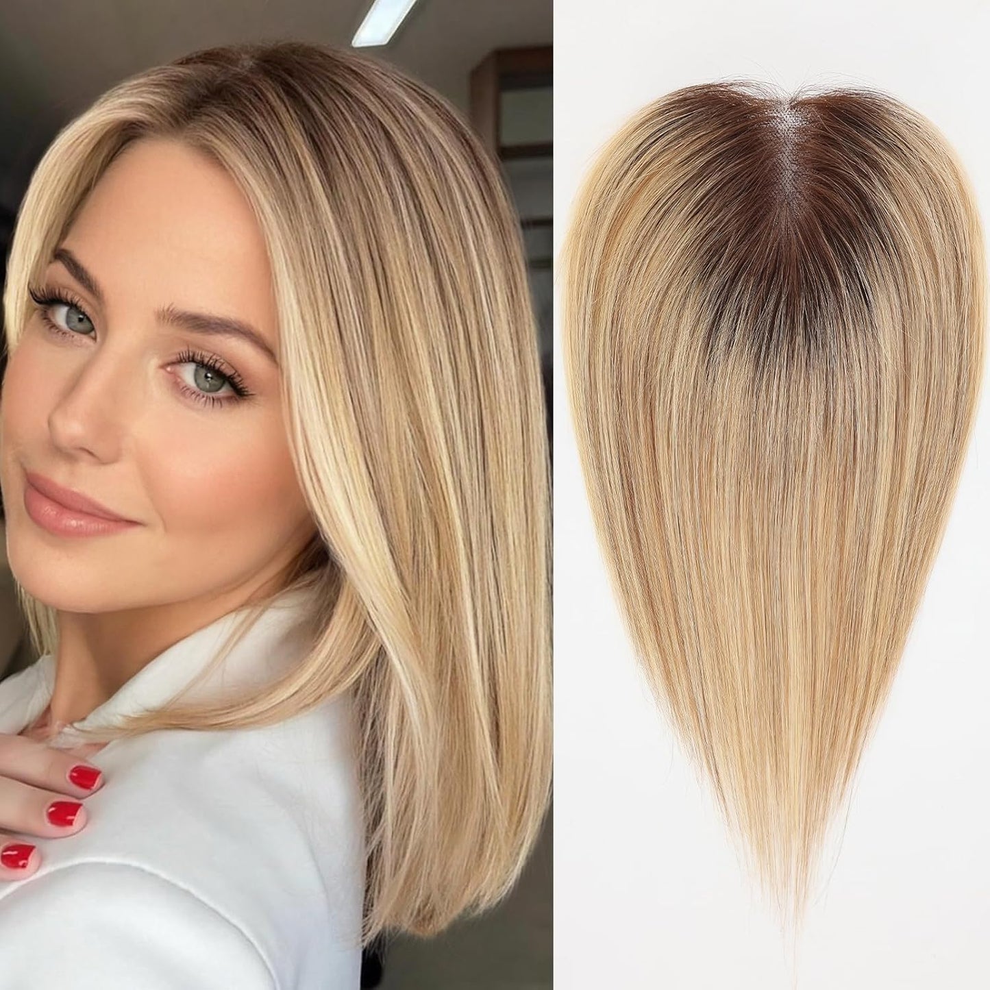 Straight Hair Topper for Crown Thinning – Natural Coverage at the Crown
