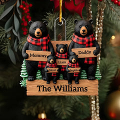 Cozy Black Bear Family - Personalized Custom Mica Ornament - Christmas Gift For Family Members