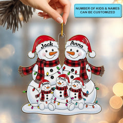 Snowman Family - Custom Shape Mica Ornament - Christmas Gift For Family Members