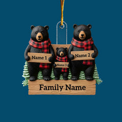 Cozy Black Bear Family - Personalized Custom Mica Ornament - Christmas Gift For Family Members