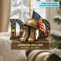 Bravery Never Fades - Personalized Custom Mica Ornament - Christmas Gift For Army Veteran