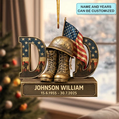 Bravery Never Fades - Personalized Custom Mica Ornament - Christmas Gift For Army Veteran