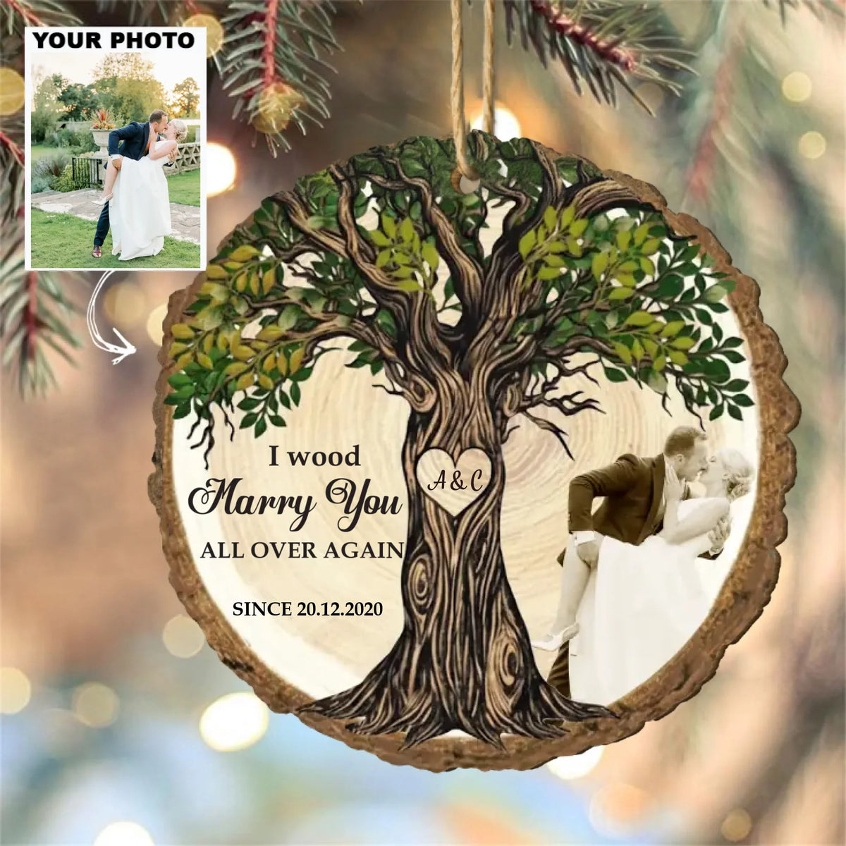 I Wood Marry You All Over Again - Personalized Custom Wood Ornament - Christmas Gift For Couples AGCDH008