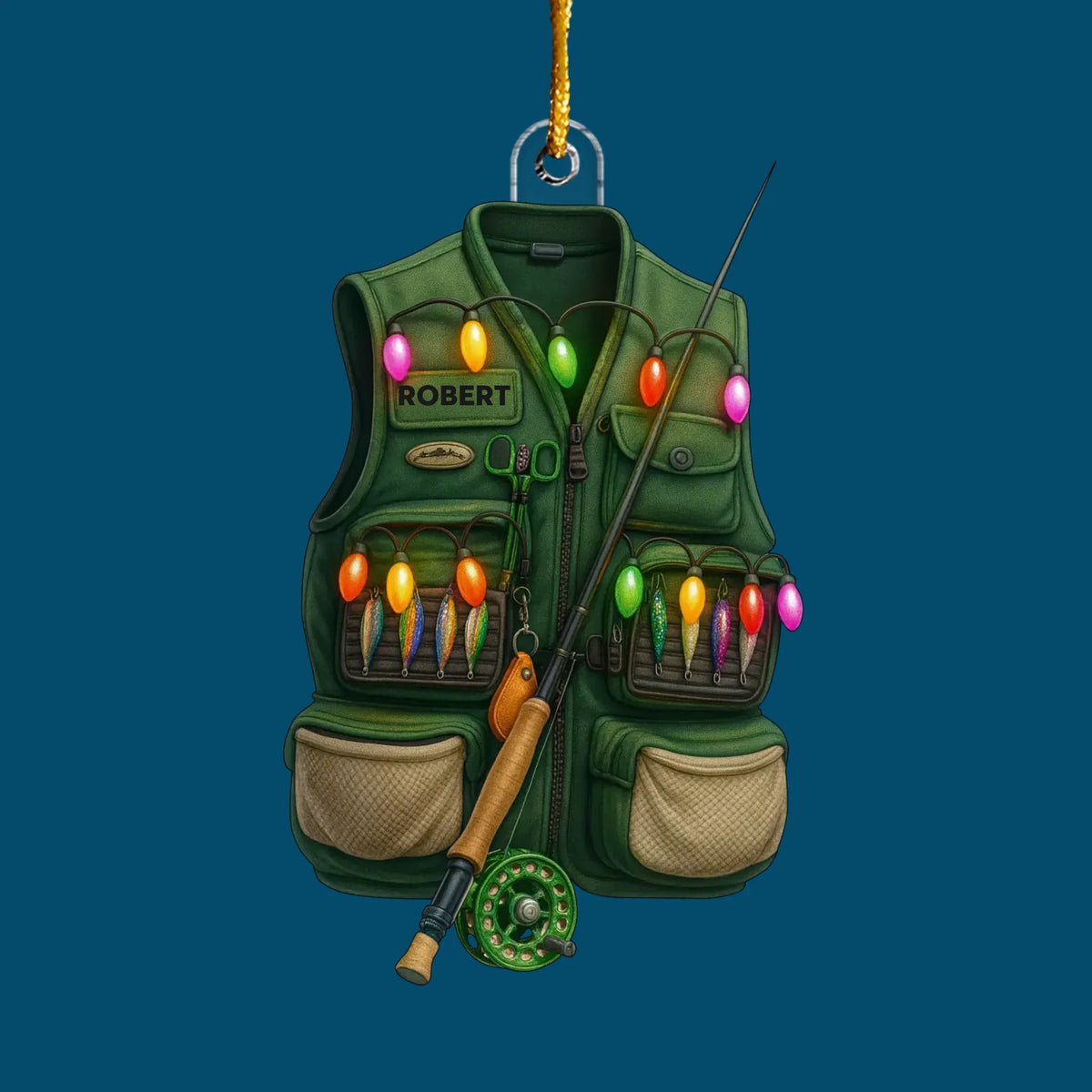 Festive Fishing Gear - Personalized Custom Mica Ornament - Christmas Gift For Fishing Lovers AGP0QQ040