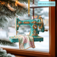 Sew Happy Life - Customized Mica Ornament - Christmas Gift For Sewing Lovers