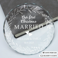 First Christmas, Endless Love - Circle Glass Ornament - Christmas Gift For Couples, Newlyweds, Wife, Husband
