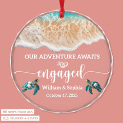 Our Adventure Awaits - Circle Glass Ornament - Christmas for Couples