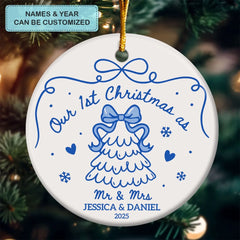 First Christmas as One - Personalized Ceramic Ornament - Christmas Gift For Couple, Newlyweds, Wife, Husband